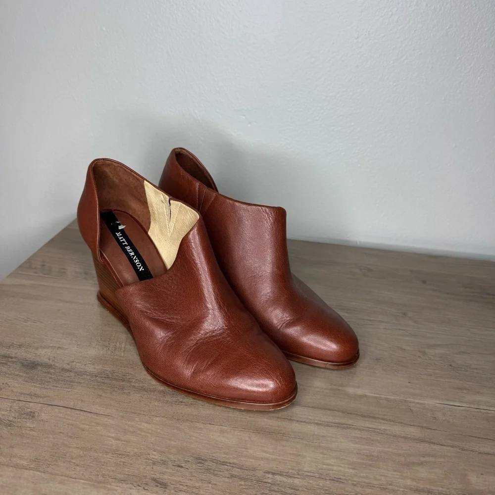 Matt Bernson Leather Half-d'orsay Wedge Bootie in Brown